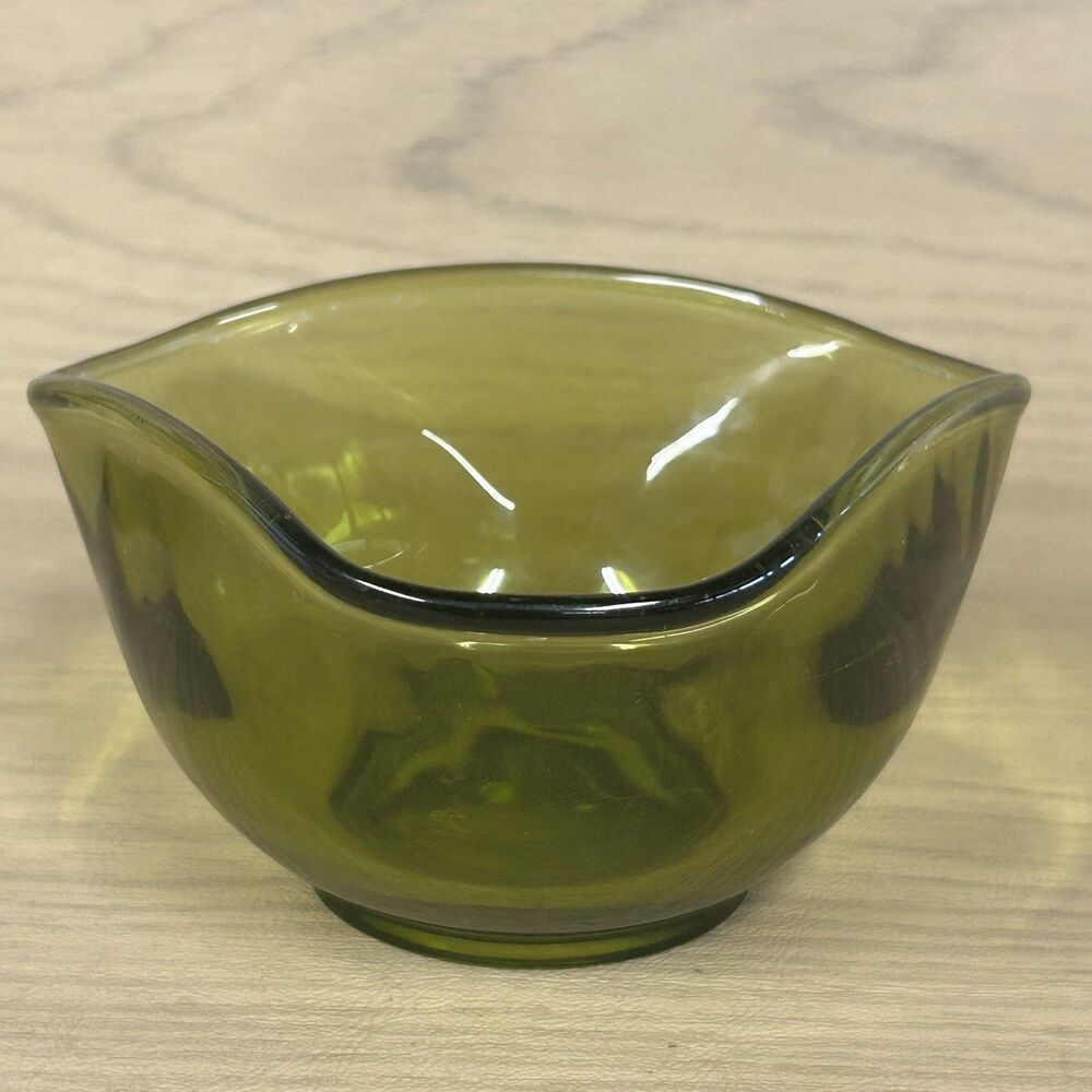 Indiana Glass Avocado Green “Tri-Top” Dip Bowl 1960’s 1970’s Replacement
